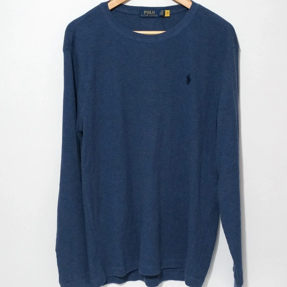 Polo Ralph Lauren Sweater Mens Large Navy Cotton Long Sleeve